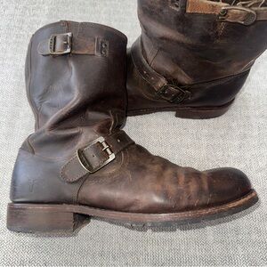 Frye Engineer Harness Boots Sz 11 Brown Leather Motorcycle Made in USA